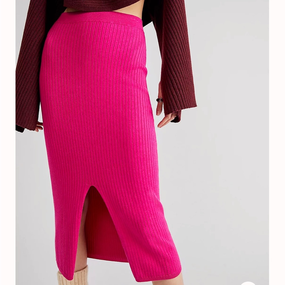 Free People skyline midi skirt pink